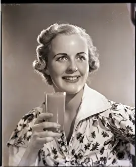 Beverage Prints: Woman Holding Beverage Glass