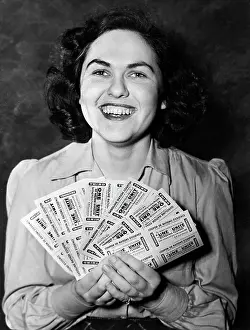 Gasoline Prints: Woman Holding Canadian Gas Ration Coupons