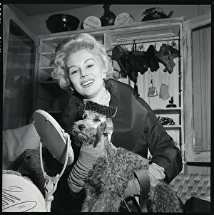Poodle Prints: Woman Holding Dog Wearing Designer Suit