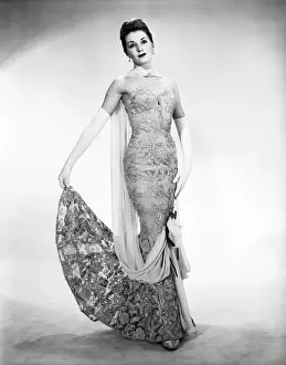 Hair Back Prints: Woman holding dress, portrait