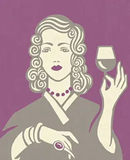 Bracelet Prints: Woman Holding Glass of Wine