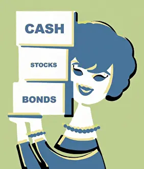 Investment Prints: Woman Holding Investments