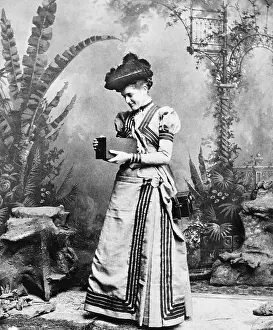 Photographing Prints: Woman Holding Kodak Box Camera