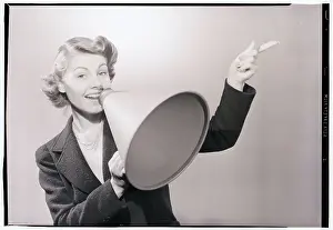 Megaphone Prints: Woman Holding Megaphone