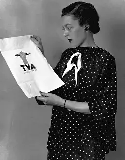 Blouse Prints: Woman Holding New Deal Emblem