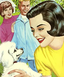 Woman Holding White Dog