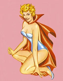 Woman With Horns Wearing Devil Cape