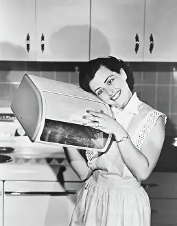 Woman Hugging Bread Box