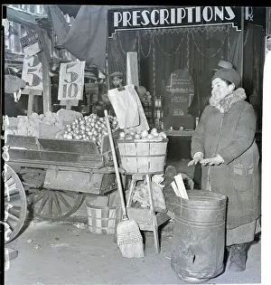 Garbage Prints: Woman Keeping Warm By Ashcan Fire