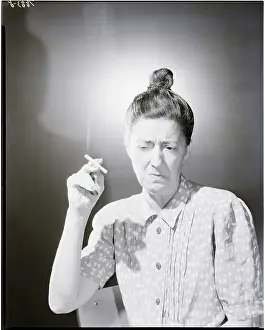 Disgust Prints: Woman with Top Knot Smoking