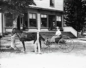 Wagon Prints: Woman In Light Wagon W/Horse; Photograph