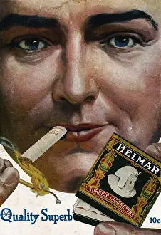 self lighting cigarette Helmar Turkish Cigarette Advertisement Print 1917. Art Prints, Posters &  Puzzles from Fine Art Storehouse