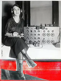 Headphones Prints: Woman Listening In On Election Returns