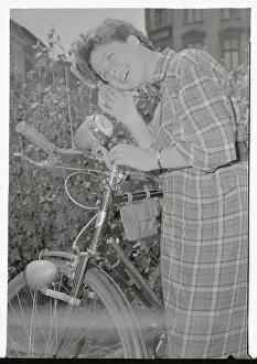 Handlebars Prints: Woman Listening to her New Portable Bike Radio