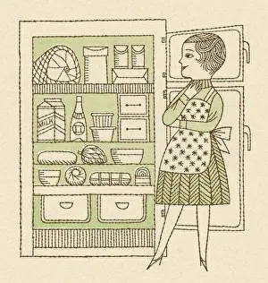 Woman Looking Inside Refrigerator