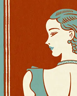 Illus Prints: Woman Looking To The Left