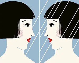 Stare Prints: Woman Looking in a Mirror