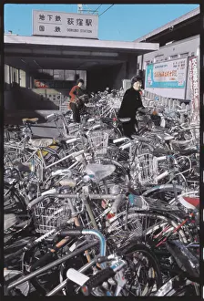 Woman Looking to Park Her Bike
