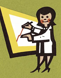 Illustration An Prints: Woman Making a Graph