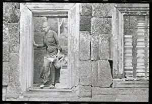 Angkor Prints: Woman Making Her Way Through the Bayon