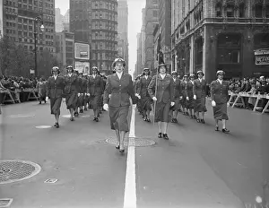 Woman Marines Parading Up Broadway