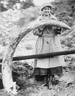 Paleontology Prints: Woman with Mastodon Tusk