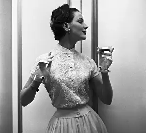 Blouse Prints: Woman Modeling Cocktail Dress