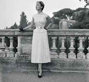 Balustrade Prints: Woman Modeling a Cocktail Dress