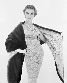 Mink Prints: Woman Modeling a Dress