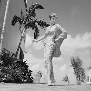Woman Modeling an Evening Dress