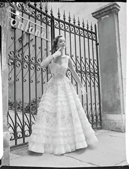 Woman Modeling an Evening Gown