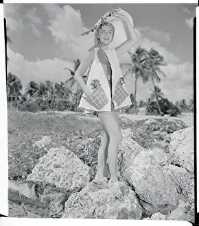 Miami Prints: Woman Modeling Fun Beach Ensemble