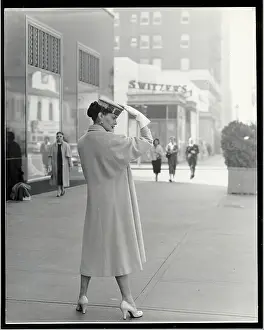 Modeling Prints: Woman Modeling Hand-Tailored Coat