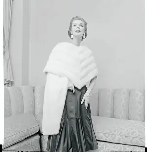 Woman Modeling Mink Stole