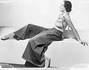 Top Garment Prints: Woman Modeling New Halter Fashions