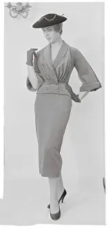 Woman Modeling Red Velvet Suit