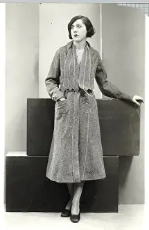 Wool Prints: Woman Modeling Stylish Wool Cloak