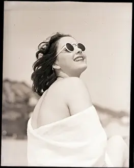 Virginia Cruzon Prints: Woman Modeling Sunglasses in Bathing Suit