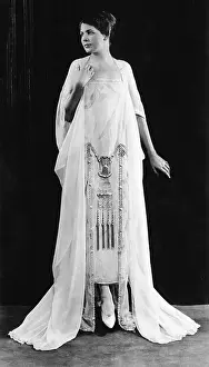 Woman Modeling a Tea Gown