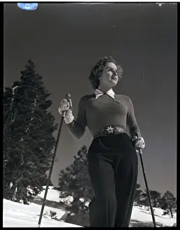 Sweater Prints: Woman Modelling Ski Clothing