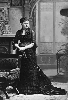 Alva Ertskin Belmont Prints: Woman Models Dress from 1880's