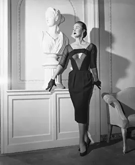 Cocktail Prints: Woman Models Oleg Casinni Cocktail Dress