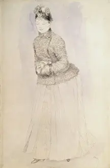 B And W Prints: Woman with a Muff, c1883-c1884. Artist: Pierre-Auguste Renoir