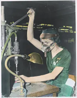 Slide Prints: Woman Operating Drilling Machine