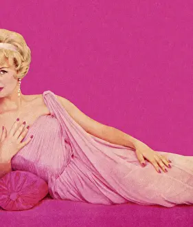 Woman in Pink Dress Reclining