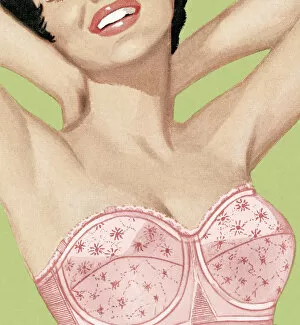 Images Dated 8th January 2015: Woman in Pink Strapless Bra