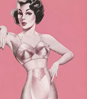 Images Dated 8th January 2015: Woman in Pink Undergarments