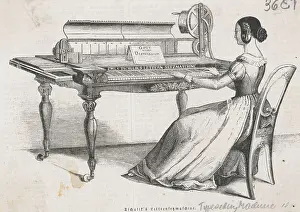 Woman Playing Linotype Machine