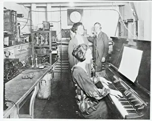Woman Playing Piano for Radio Broadcast