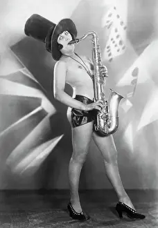 Saxophone Prints: Woman Playing a Saxophone